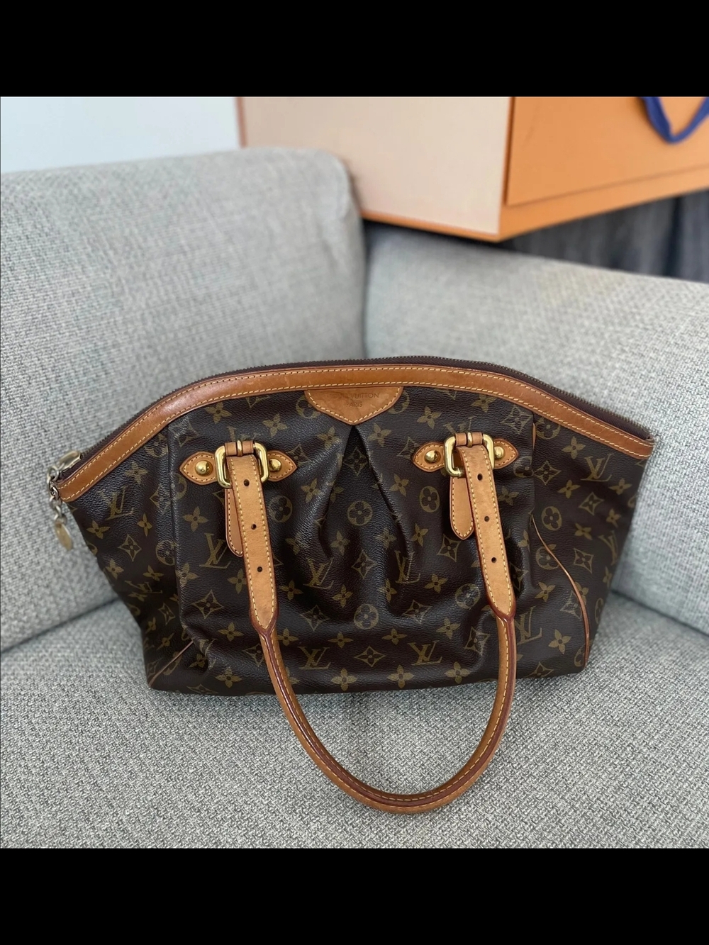 Louis Vuitton Brown Monogram Shoulder Bag with Vachetta Trim